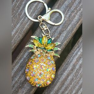 rhinestone-embellished pineapple keychain.NWOT